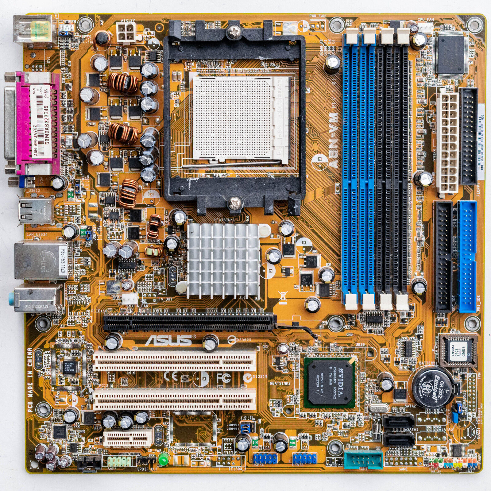 Asus A8N-VM Socket 939 Motherboard microATX DDR AMD Athlon 64 Support NEW CAPS