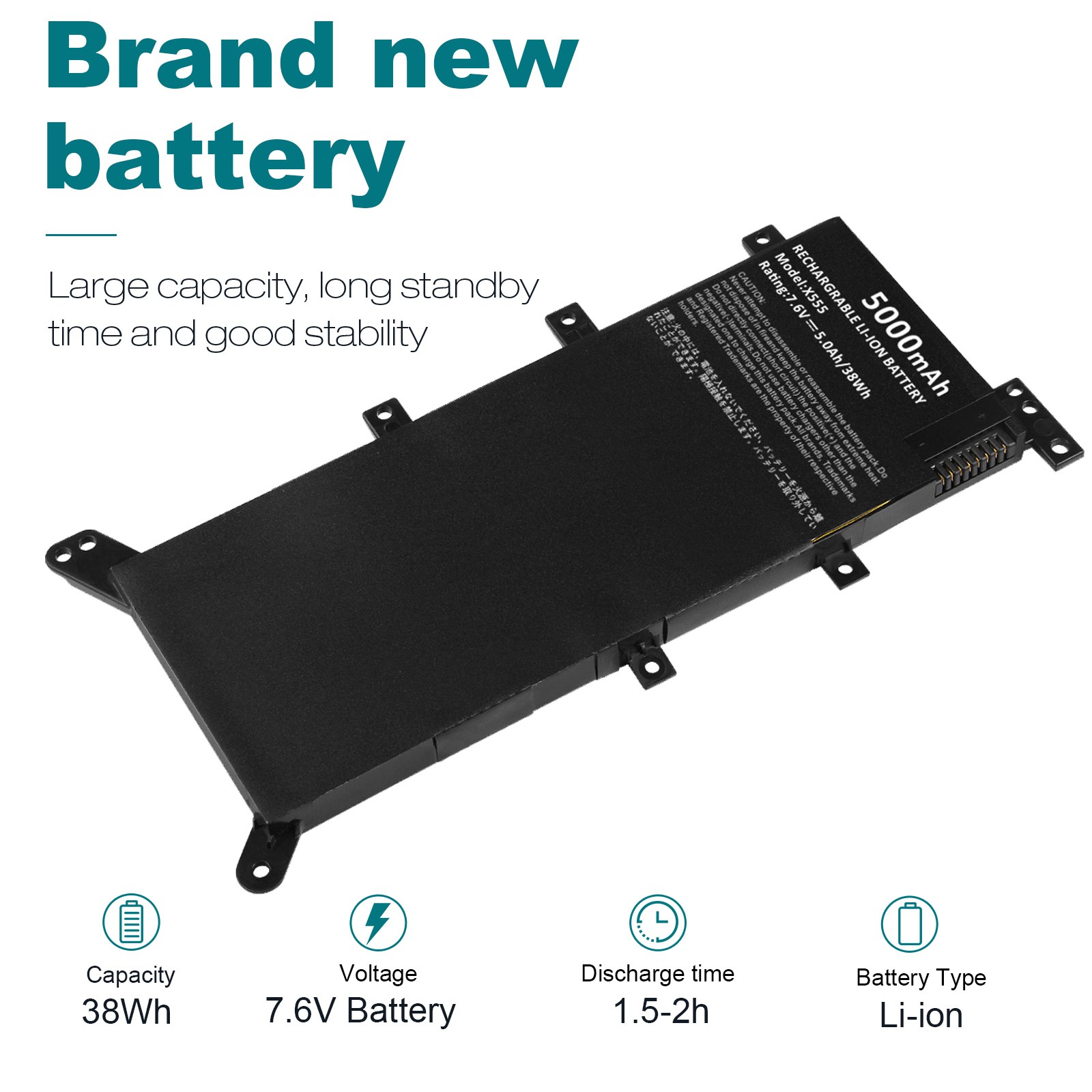 C21N1347 Replace Laptop Battery For Asus X555 X555LA X555LD  X555LN 7.5V 5000mAh