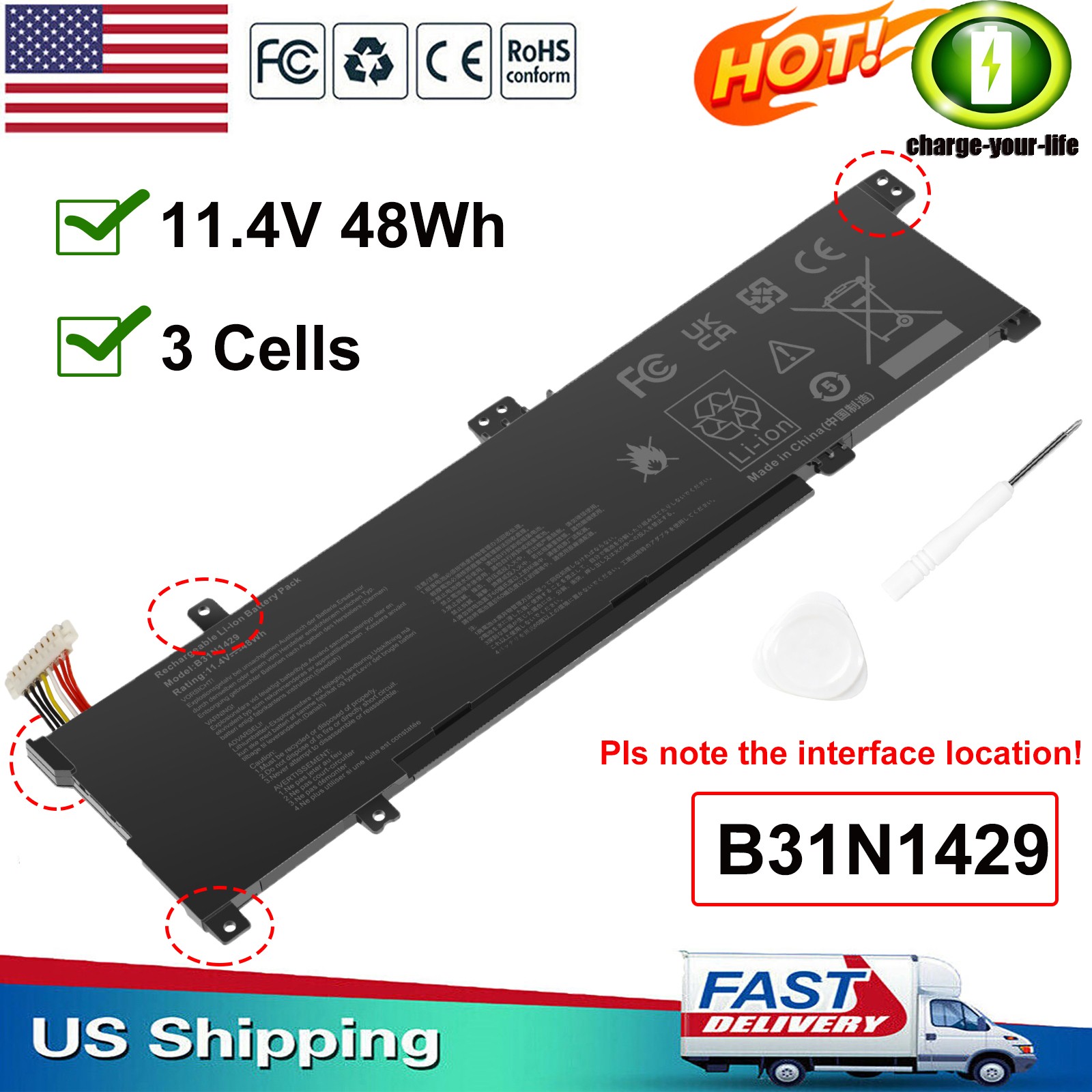 B31N1429 Battery for ASUS A501L A501LB A501LX K501L K501LB K501LX-NH52 K501U NEW