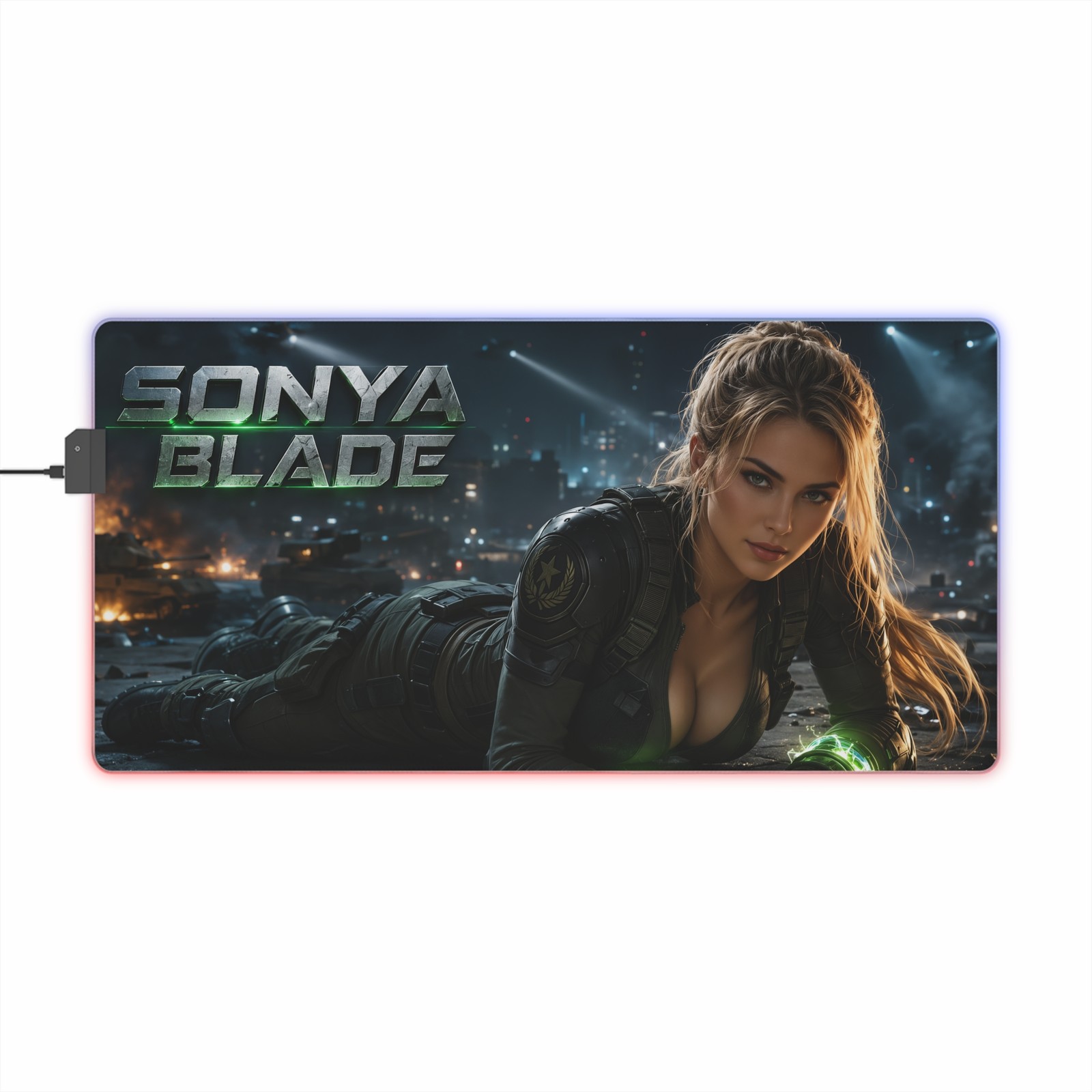 PC Gamer Desk Mat Sonya Blade RGB LED Mouse Pad Gaming Playmat Room Decor