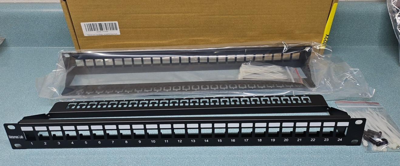 2pk Metamas Lab 1U 24 Port Blank Keystone Patch Panel Rackmount/Wall Mount 19"