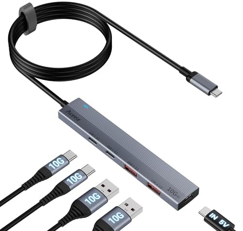 Aceele USB Hub 10Gbps 4-Port USB 3.2 Gen 2 Expansion Hub with 100cm Cable 2x