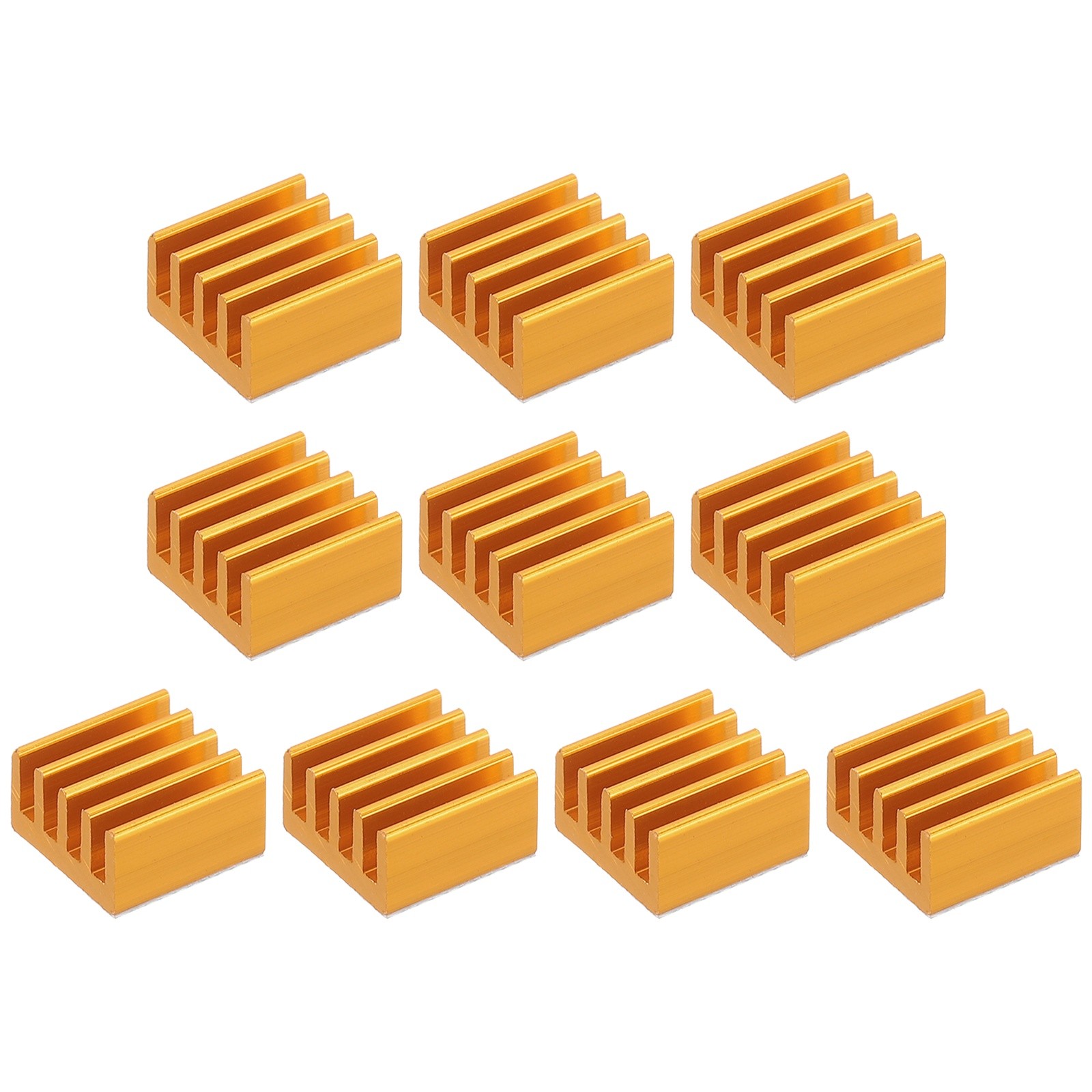 10Pcs, Heatsink 9x9x5mm Aluminum Heat Sink w/ Thermal Blue Sticker Gold