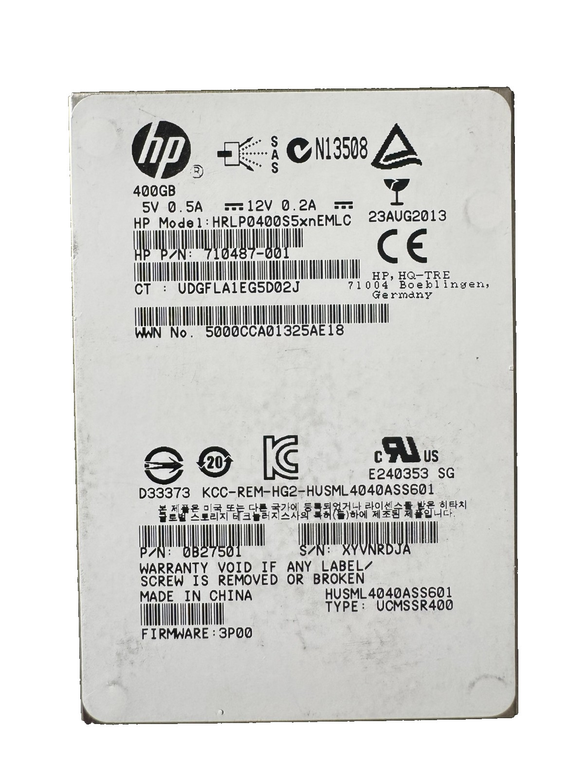 HPE Hitachi 400GB 6Gbps SAS SSD/512b/sector size/Excellent HEALTH-99-100%