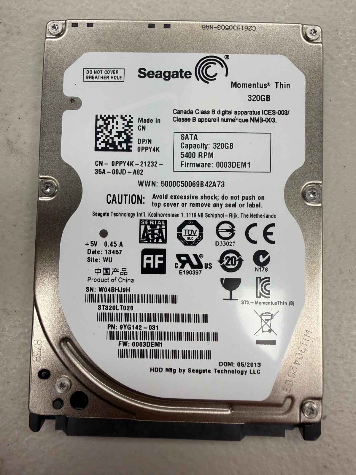 Seagate ST320LT020 320GB 5400RPM 7mm 2.5" SATA HDD 0PPY4K Tested