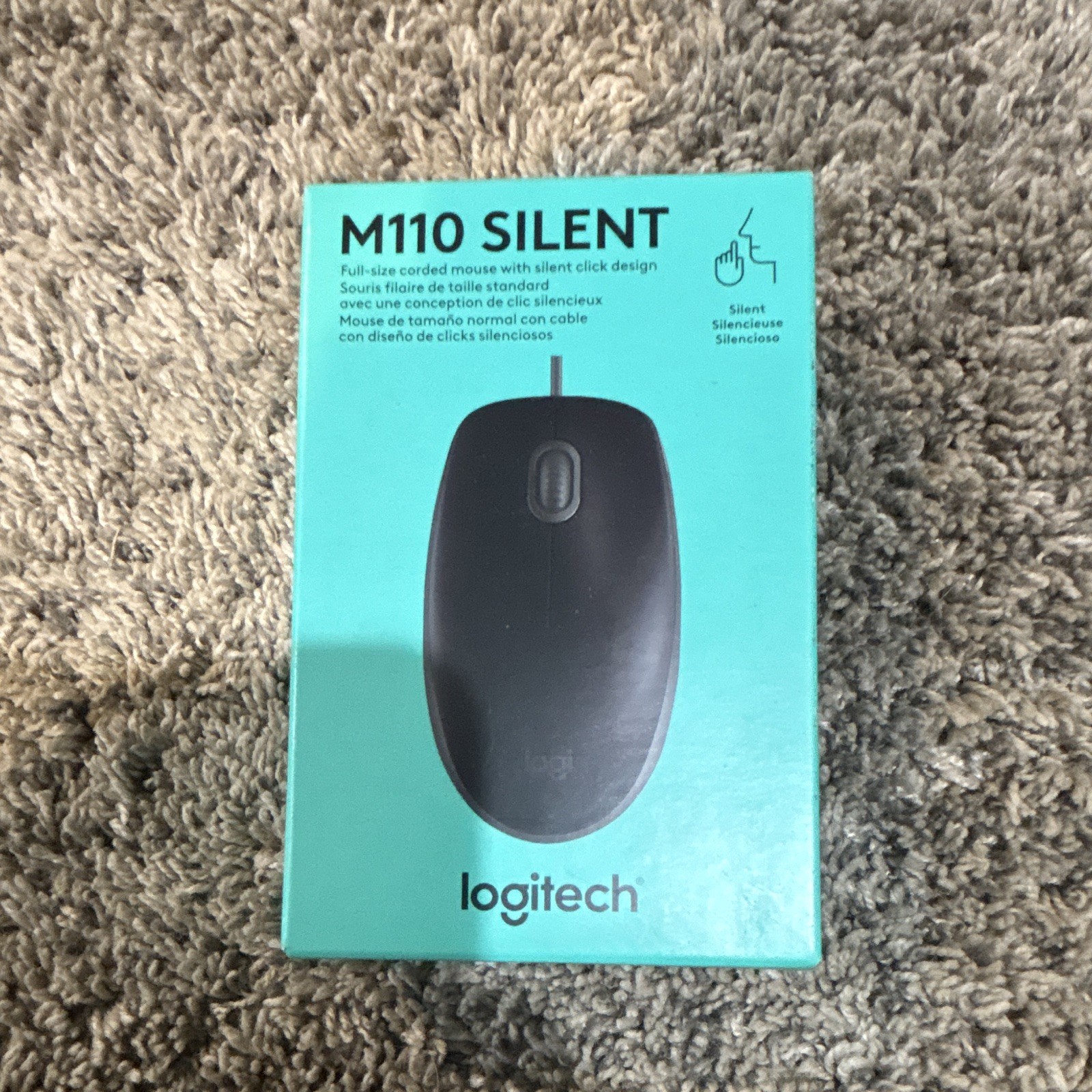 Logitech M110 Optical Silent Mouse USB Wired, 3-Button Scroll