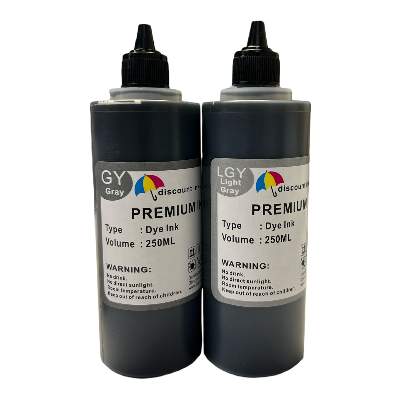 2x250ml Gray/Light Gray INK for Refill ink kit for all Canon printer cartridges