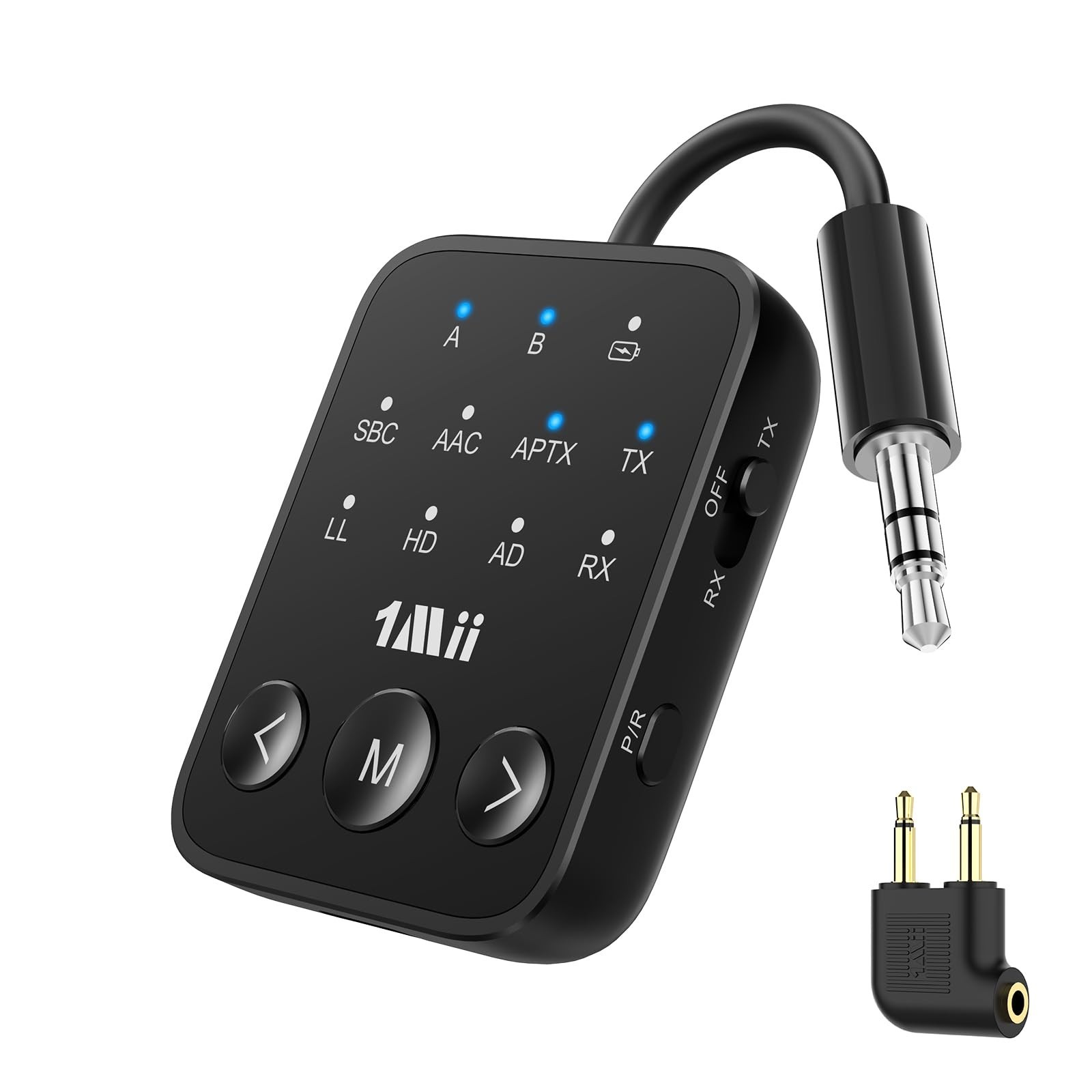 1Mii SafeFly Dot2 Bluetooth 5.3 Transmitter Receiver 3.5mm Dual Link AptX HD