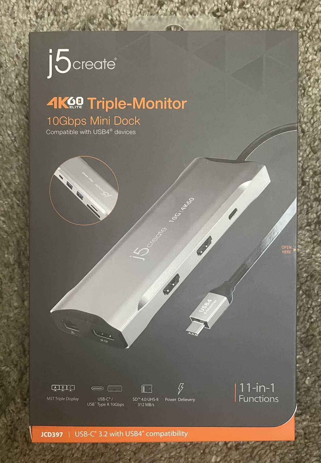 J5 CREATE JCD397 4K TRIPLE-MONITOR 10GBPS MINI DOCK (AO2082327)
