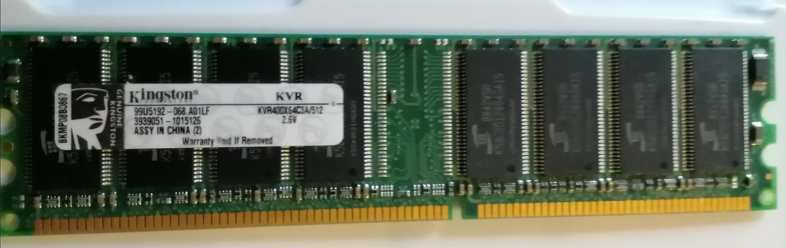 512MB DDR RAM - Kingston KVR400X64C3A/512 512MB 400MHz Memory 2.6V