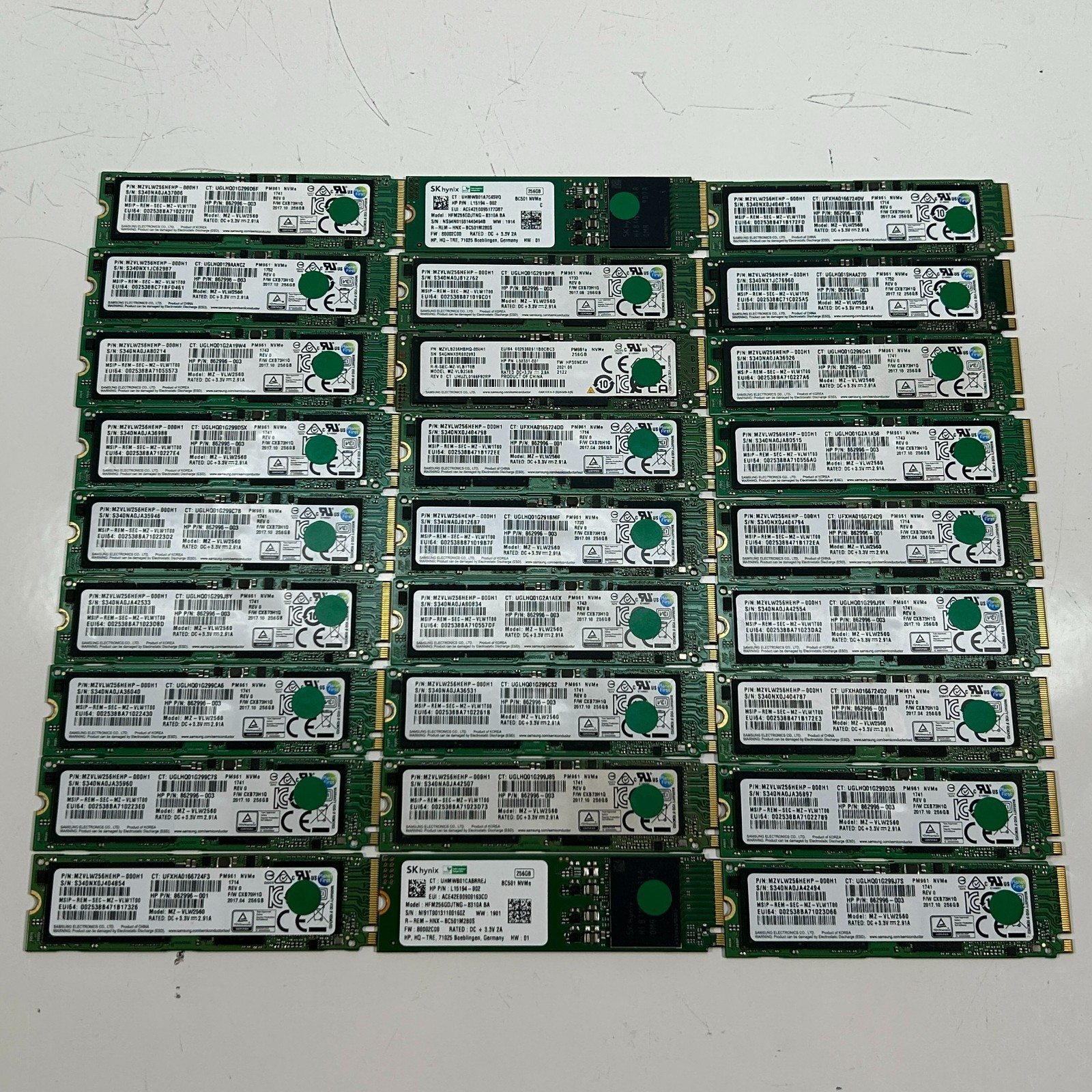 Mixed Brand 256GB M.2-2280 NVMe Internal Solid State Drive Lot of 27
