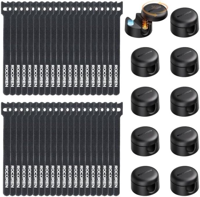50‑Pack Rotatable Cable Clips & Cord Straps Cable Management Kit 10 Magnetic