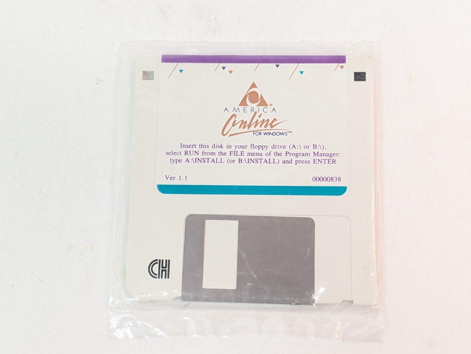 America Online Windows Version 1.1  Sealed 3.5” Floppy Disk 1993 TV Prop New Vtg
