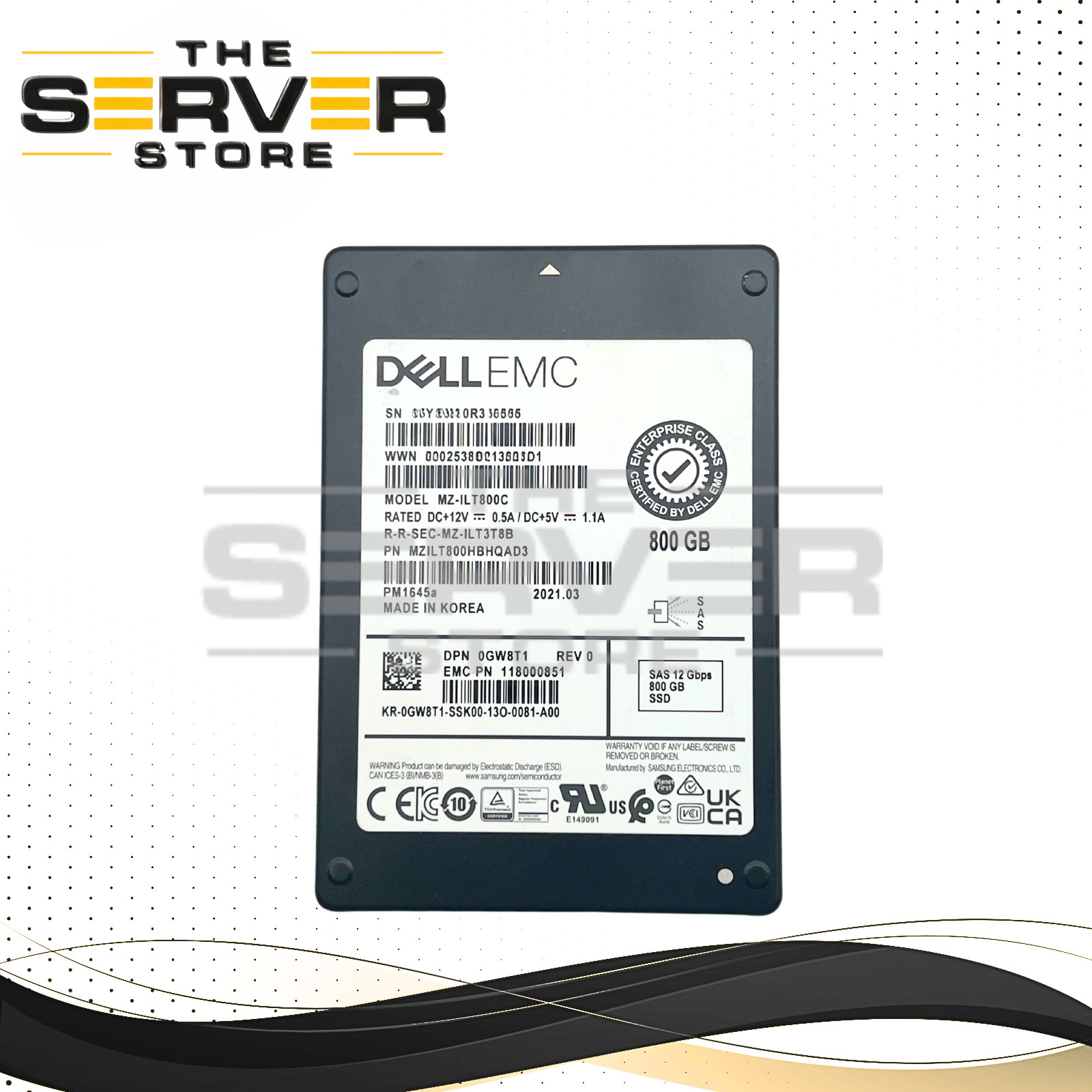 Dell EMC 800GB SAS 12G MU SFF 2.5" SSD Samsung PM1645a MZ-1LT800C 0GW8T1 GW8T1