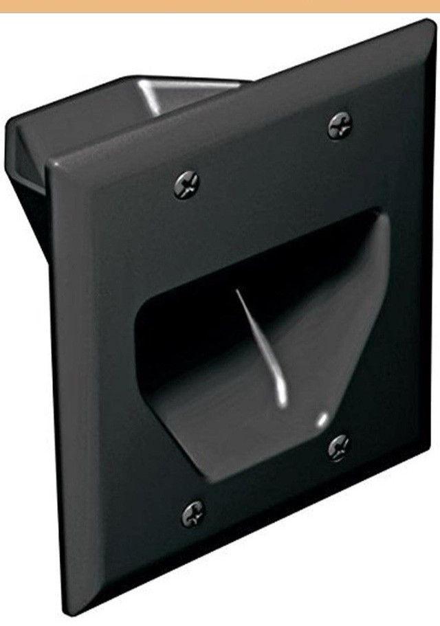 Cable Entry Cover Plate 2 Gang Recessed Low Voltage Cable Wall Plate-CE2BL-New