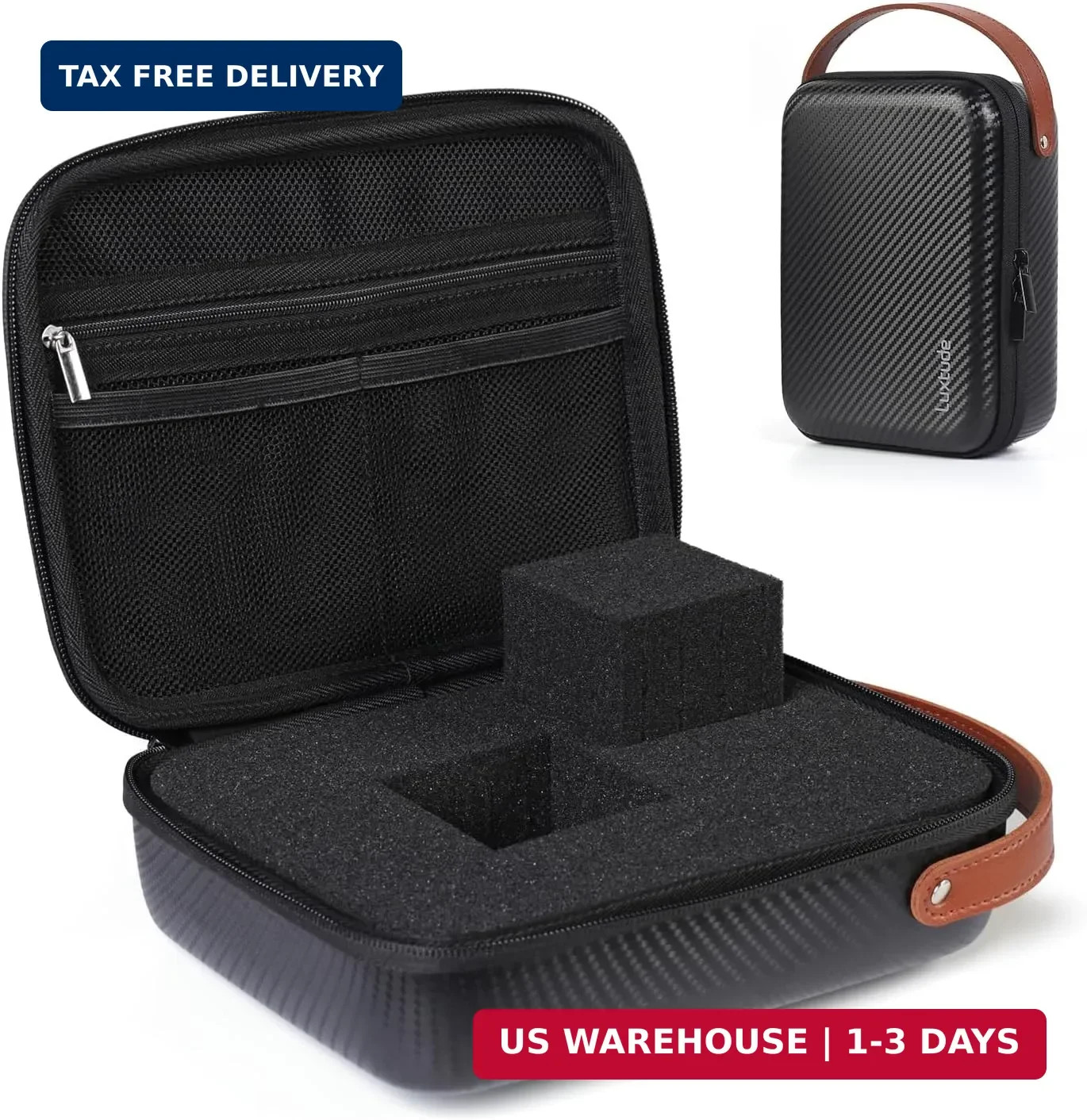 Luxtude Hard EVA Case with Foam, Hard EVA Shockproof Camera Organizer Case