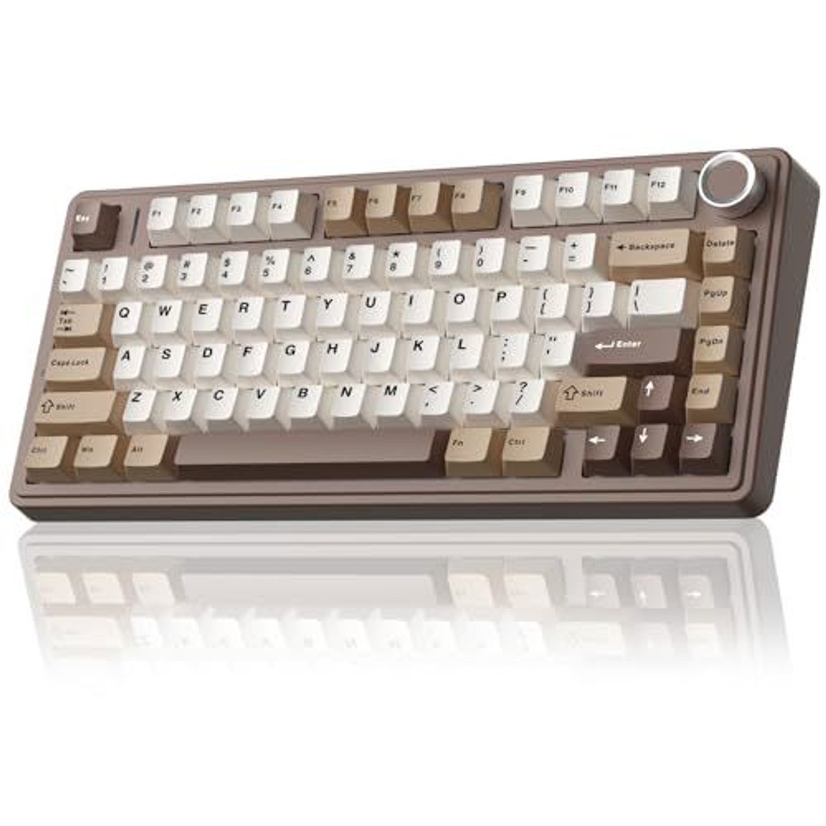 AULA F75 75% Mechanical Keyboard White Brown Hot-Swap Wireless 2.4GHz BT5.0 RGB