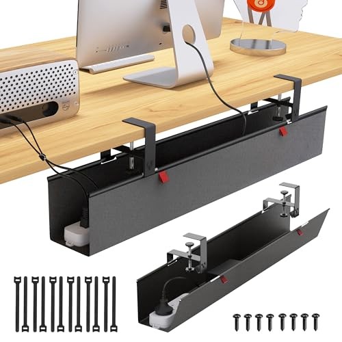 Under Desk Cable Management Tray 35.8' Black Cord Organizer