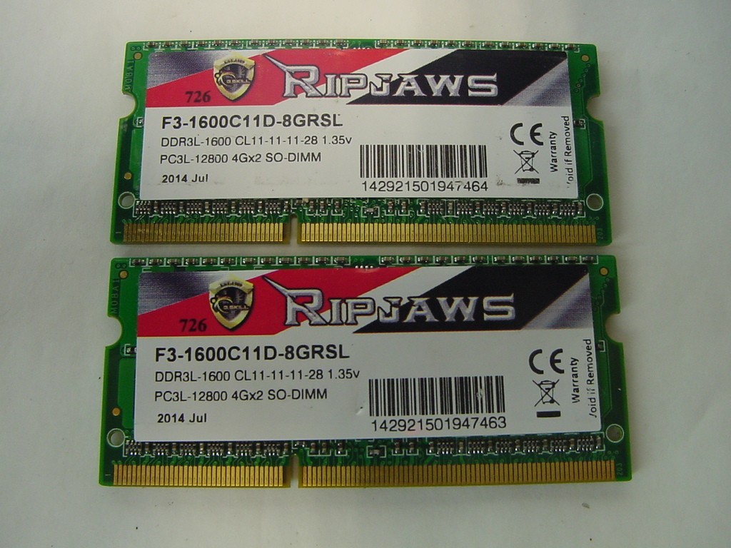 G.SKILL RIPJAWS - F3-1600C11D-8GRSL DDR3L-1600 1.35V PC3L-12800 4GBX2 SO-DIMM