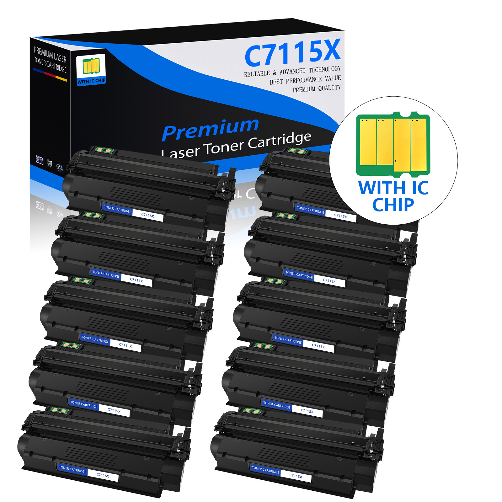10PK C7115X Toner Cartridge Black For HP LaserJet 3320nmfp 3330 3330mfp 3380
