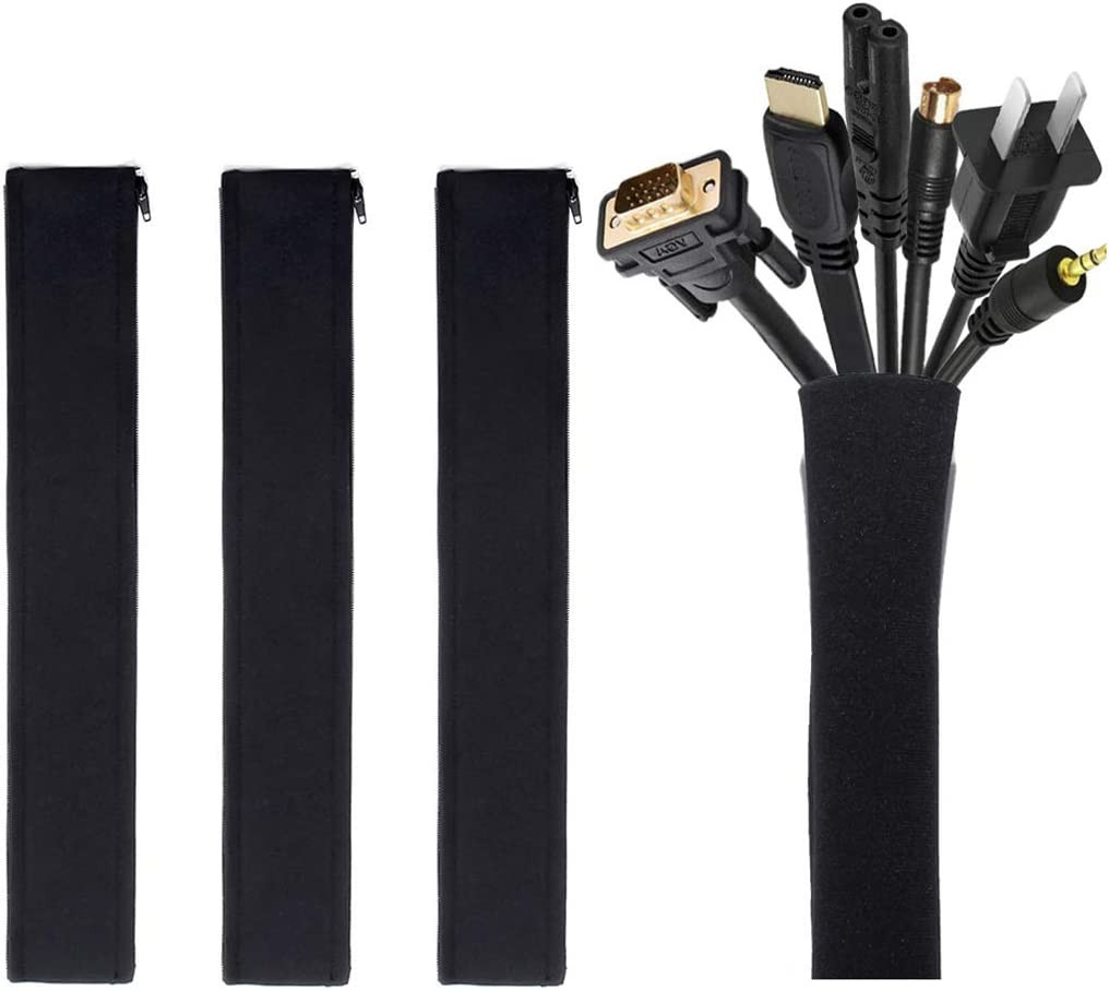 4 Pack Cable Management Sleeve 19-20 Inches -Black