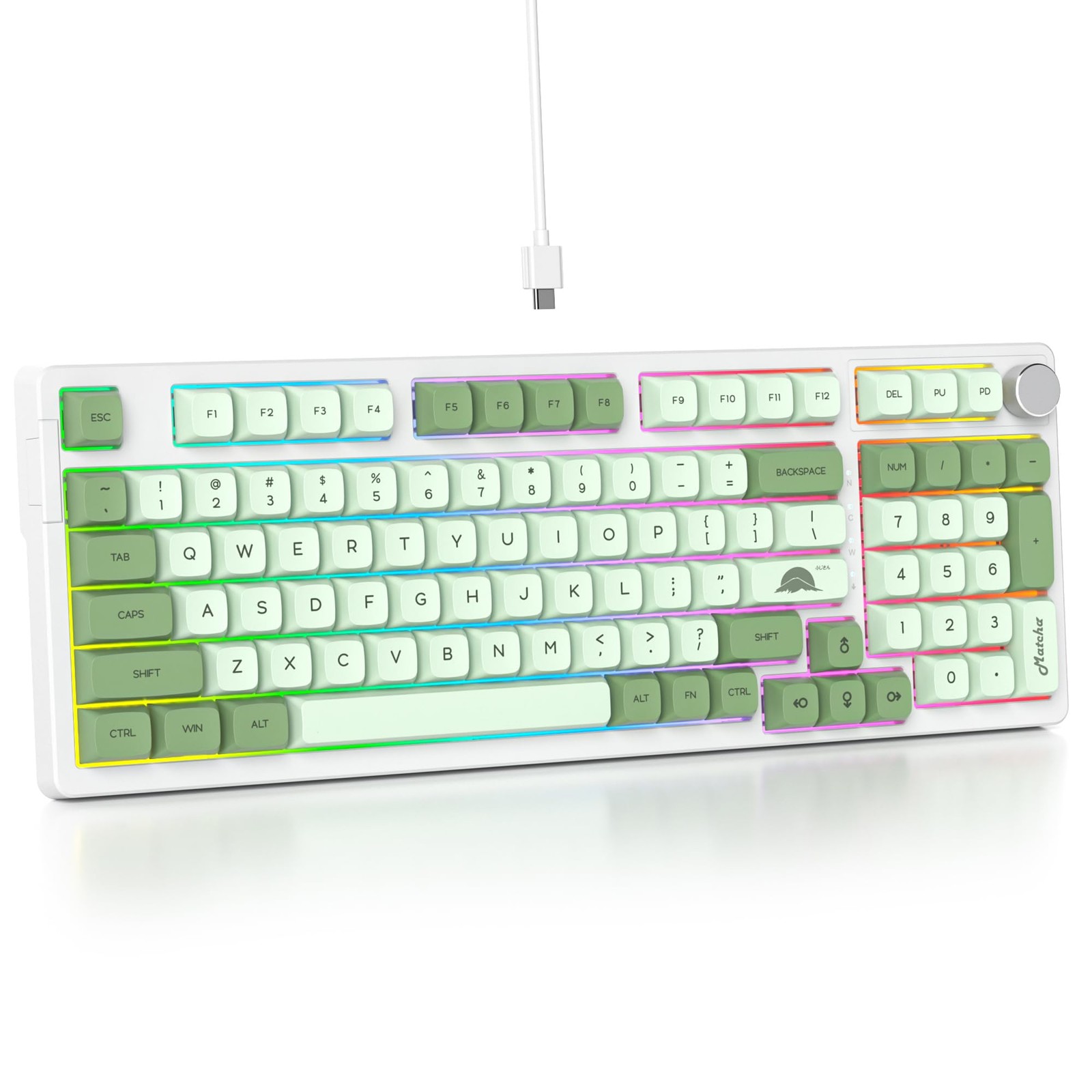 surmen Green Creamy Keyboard with with Number Pad, 96% RGB Mechanical Keyboar...