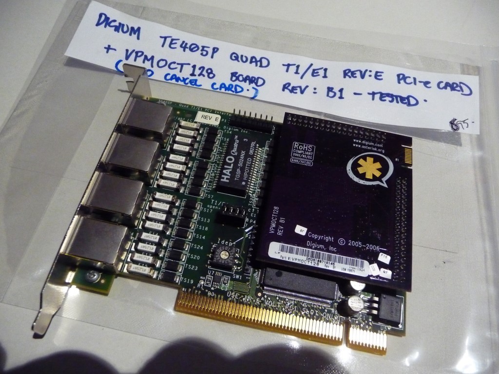 AU SELLER DIGIUM TE405P QUAD T1/E1 REV:E + VPMOCT128 REV:B1 ECHO CANCEL -TESTED