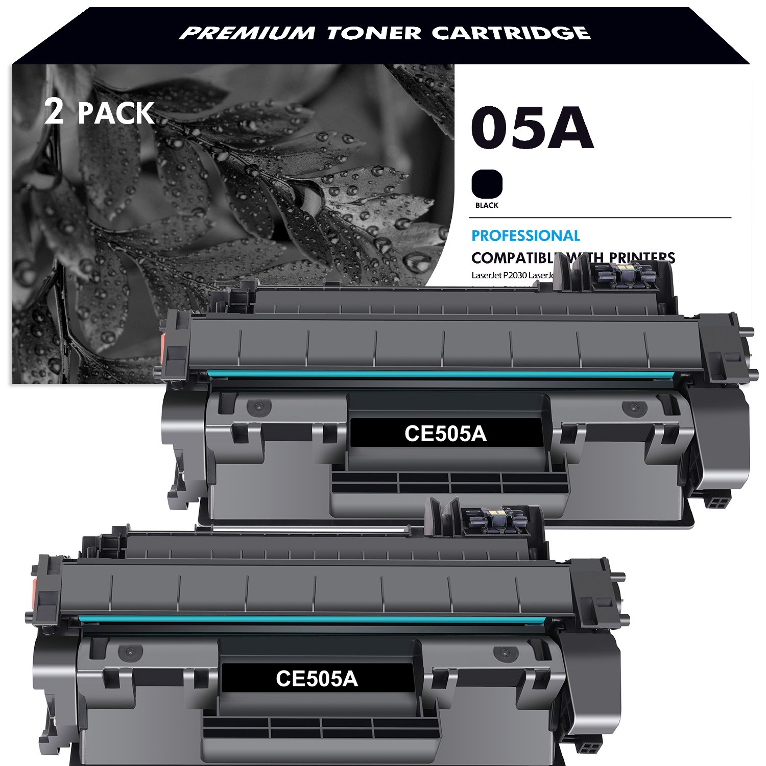 2PK Black CE505A Toner Cartridge for HP 05A LaserJet P2030 2050 2055 Printer INK