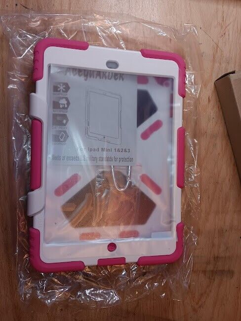 Aceguarder for iPad Mini1, 2 and 3 pink and white shock proof case new in box