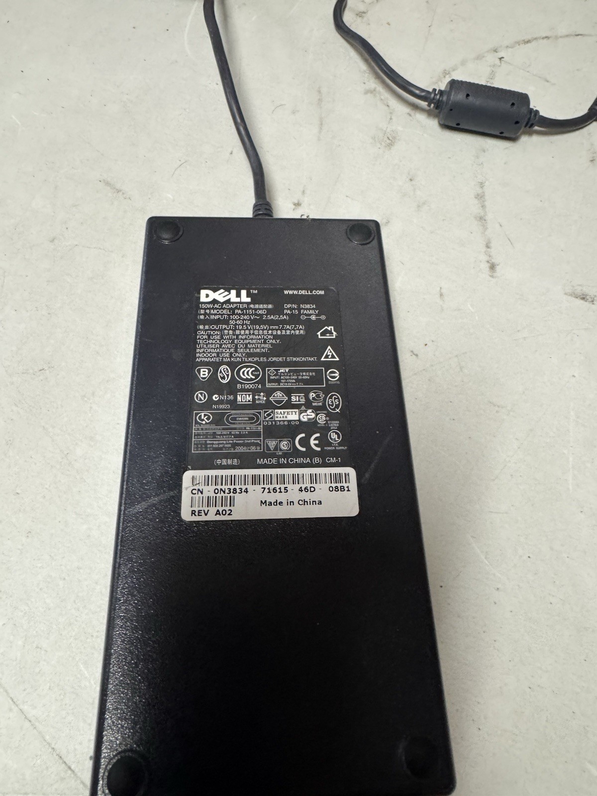 Dell 150W AC Adapter DA150PM111 19.5V 7.7A Genuine OEM Power Supply
