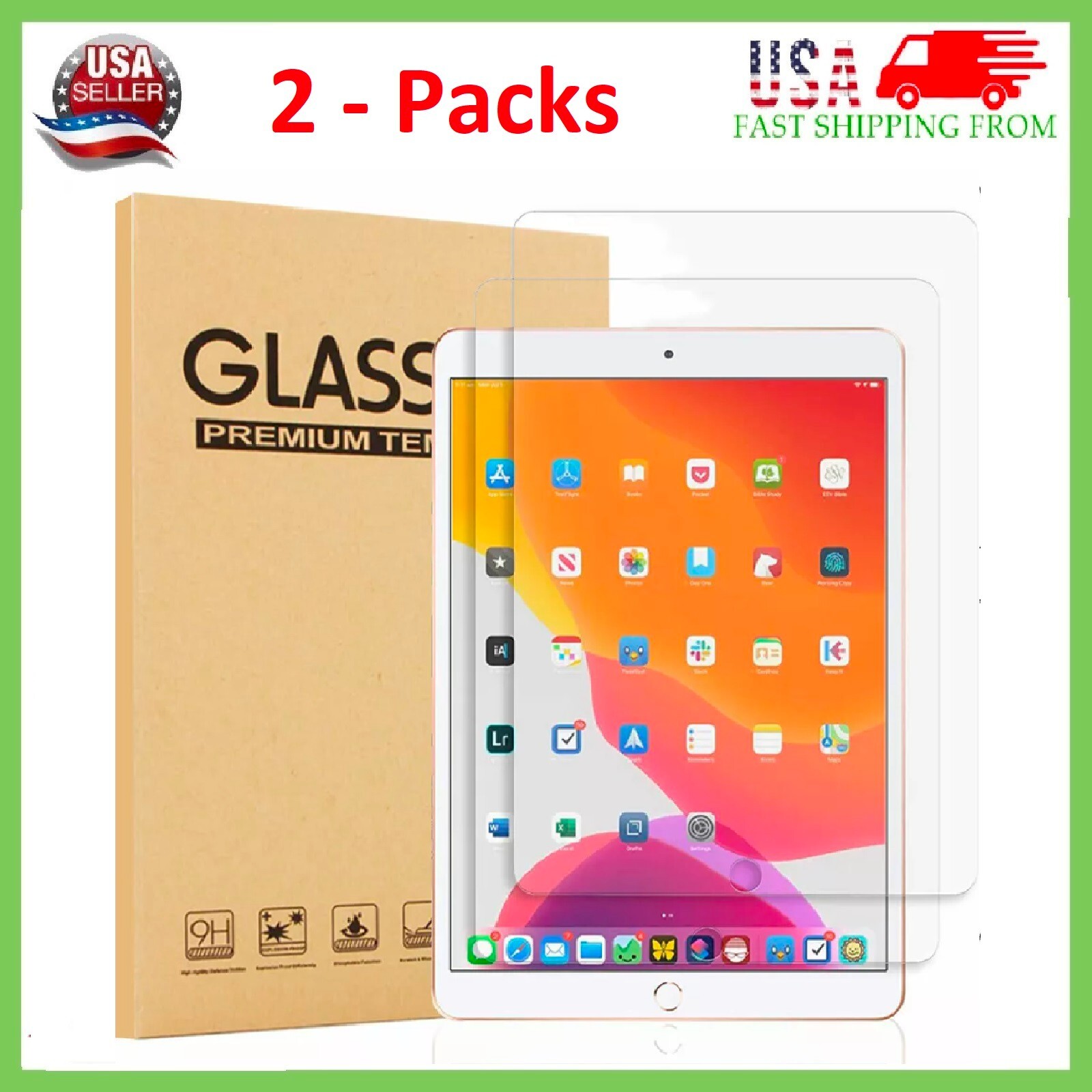{2-Pack}Tempered Glass Screen Protector For iPad Pro 12.9"  2nd 3rd 4th 5th 6th