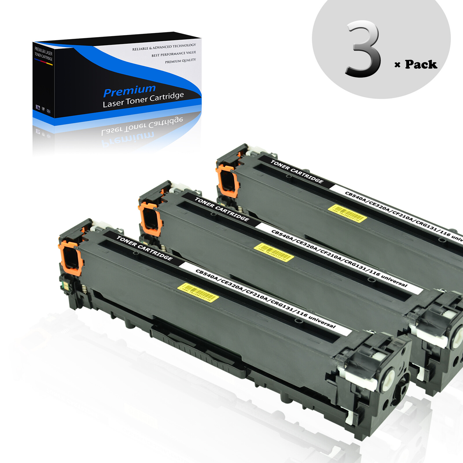 3 Pack Toner for HP CE320A 128A LaserJet Pro CM1415FNW CP1525NW MFP Printer