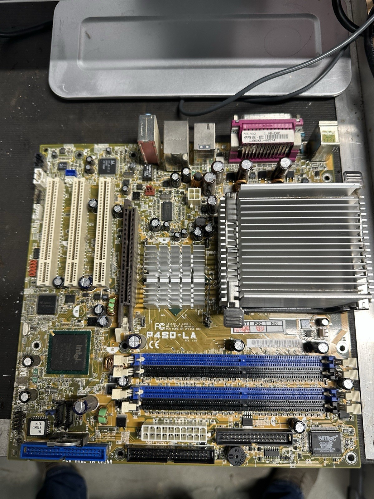 Vintage Asus P4SD-LA Motherboard w/ 2.4ghz Pentium 4 CPU & IO Shield Tested 478