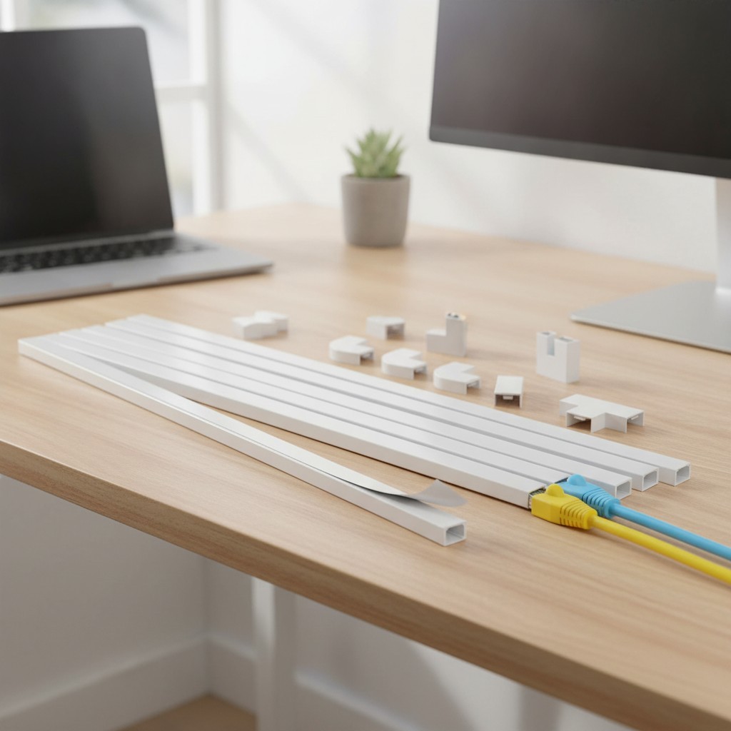 113in Wall-Mounted Cord Hider - Organize Cables with Sleek White Design