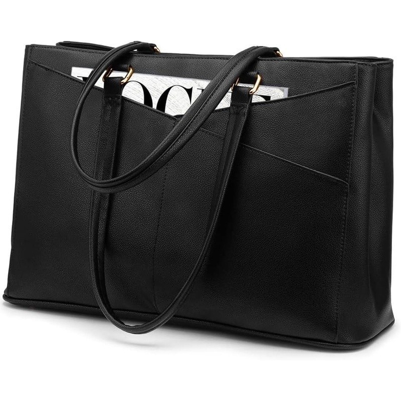 Durable Water-Resistant Laptop Tote Bag W/ Scratch-Resistant PU Leather New