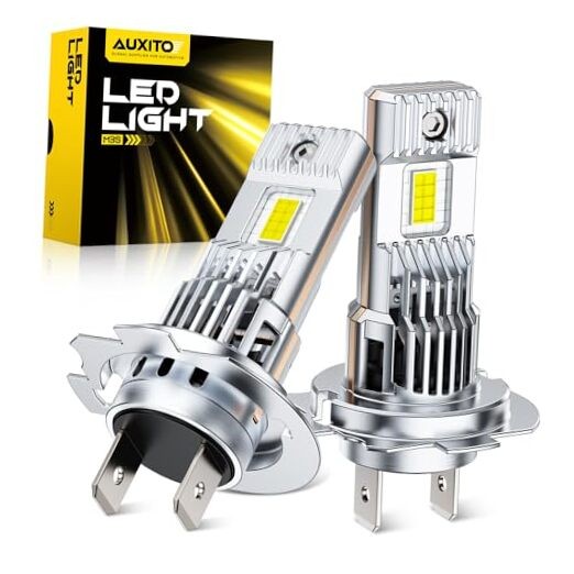  Upgraded H7 Bulbs, 50000LM 1000% Brighter, 6500K Cool White, 1:1 Beam 