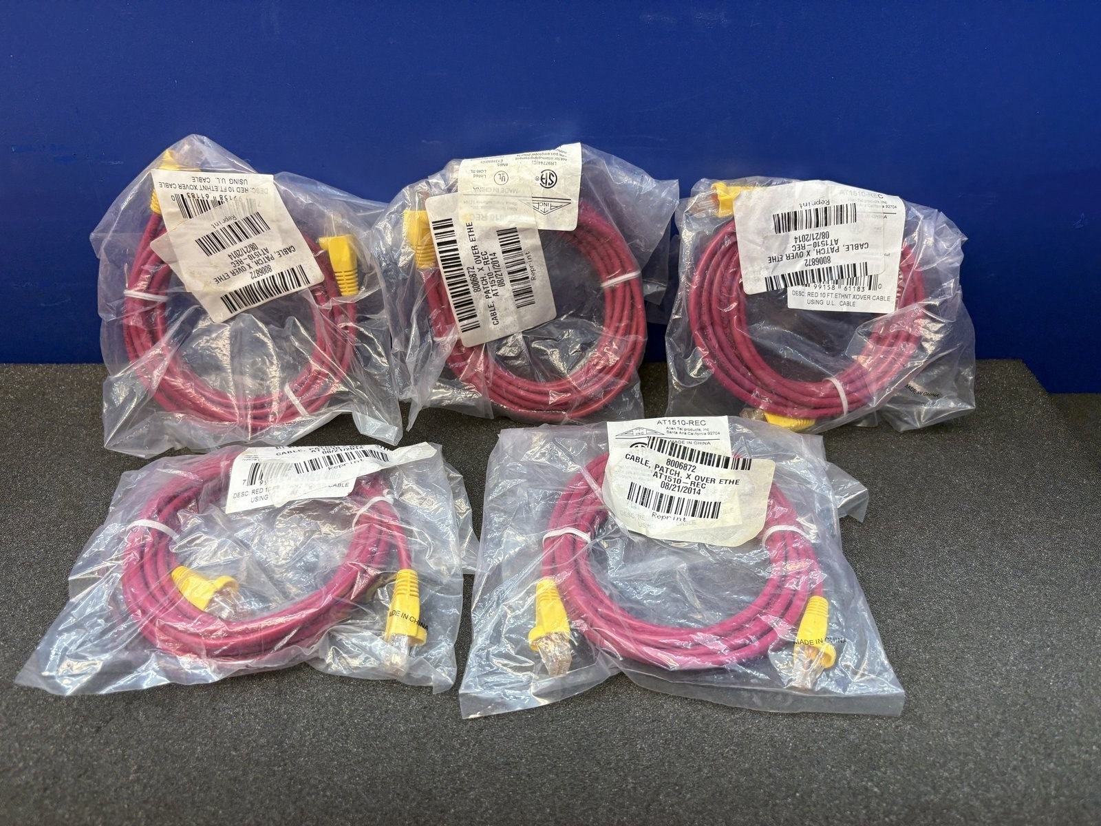 NEW LOT OF 5 ALLEN TEL AT1510-REC, CAT 5E CROSSOVER CABLE, 10 FT FAST SHIPPING