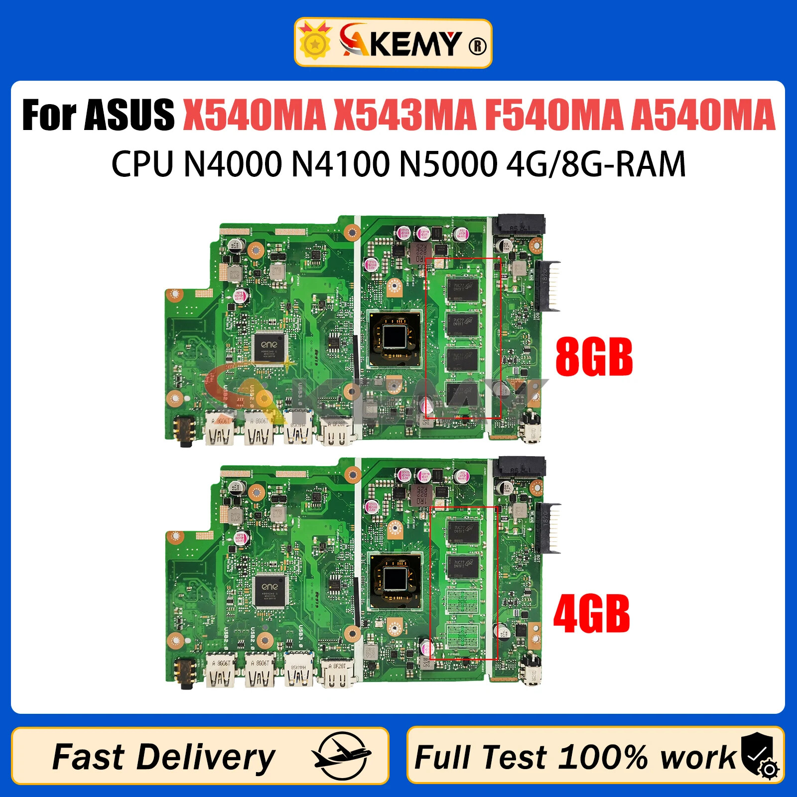 X540MA For ASUS X543MA F540MA X540M Motherboard N4000 N4100 N5000 CPU 4GB/8G-RAM