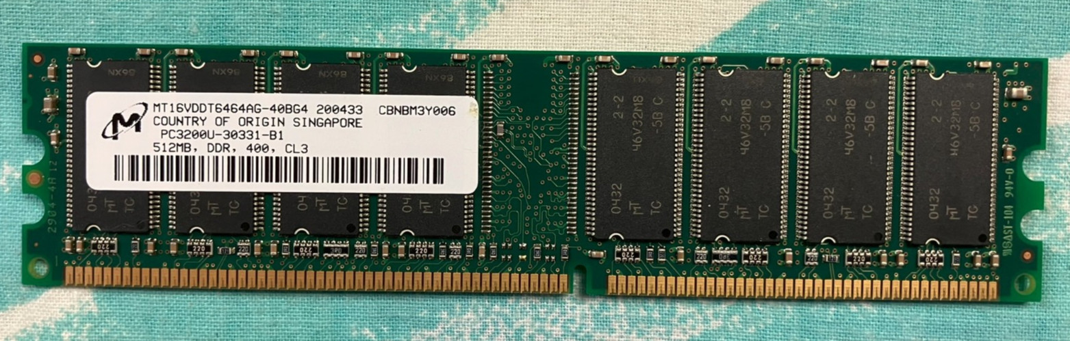 MT16VDDT6464AG-40BG4 PC3200U 512MB DIMM - USA Seller - Save me from landfill