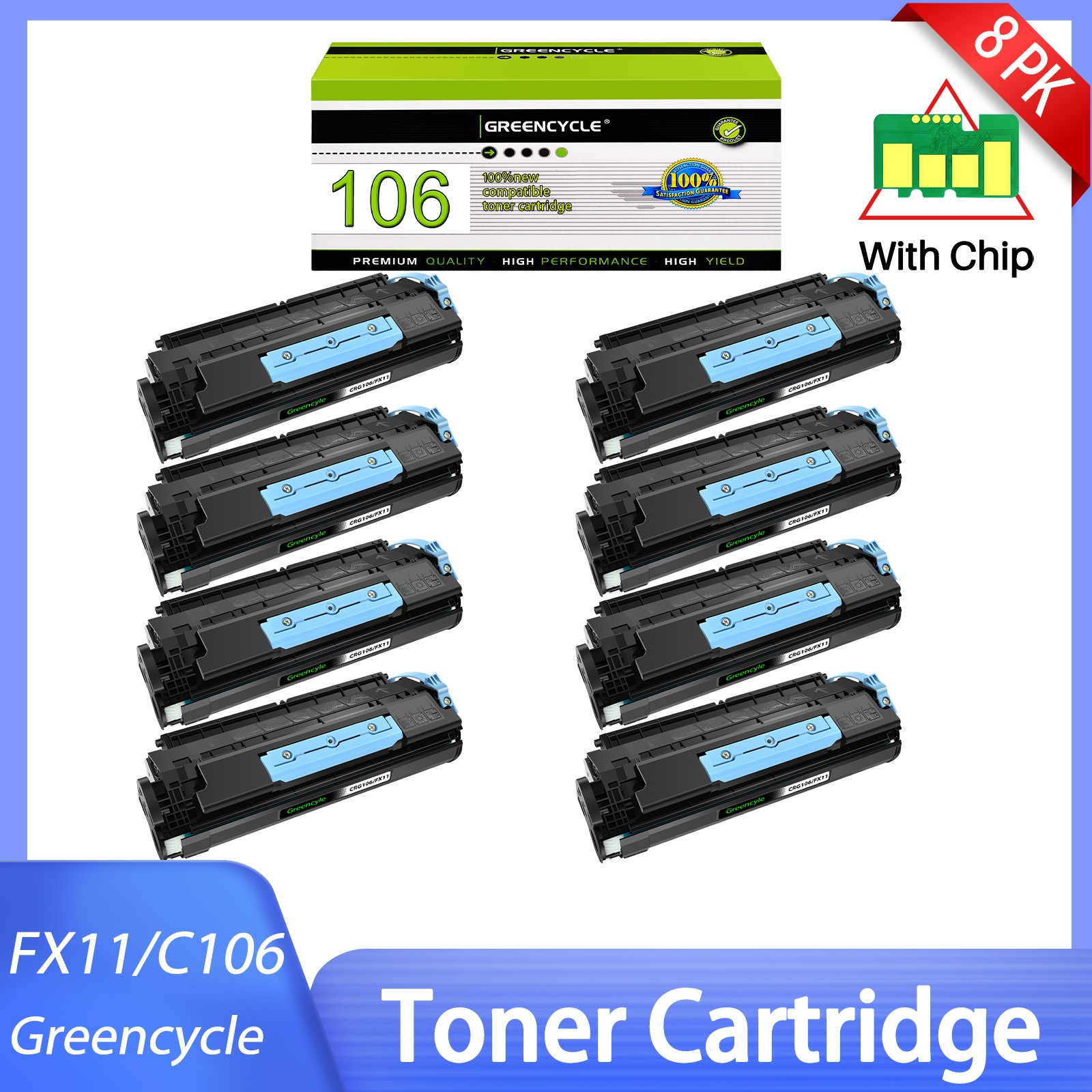 8PK Black CRG106 Toner Cartridge For Canon 106 MF6500 MF6530 MF6540 MF6550
