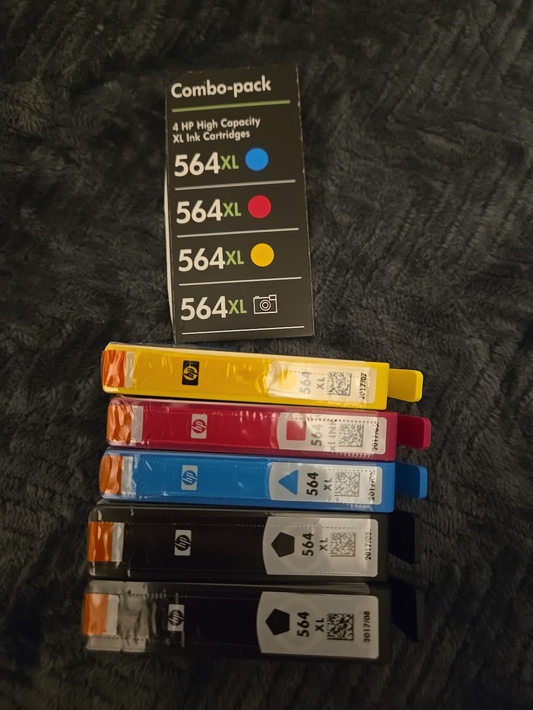 Combo Pack (5) GENUINE SEALED HP 564XL High Yld INKJET CARTRIDGES NO BOX