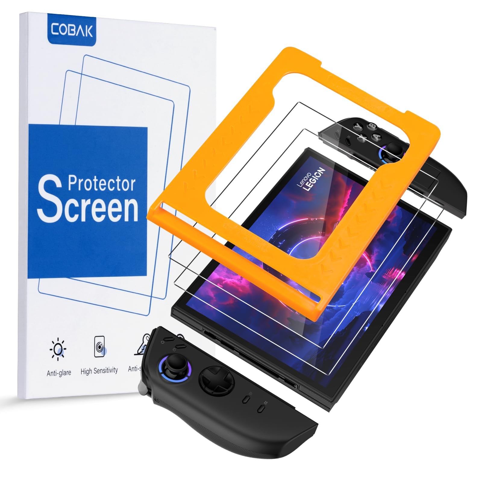 CoBak 2 Pack Tempered Glass Screen Protector for Legion Go2, transparent 