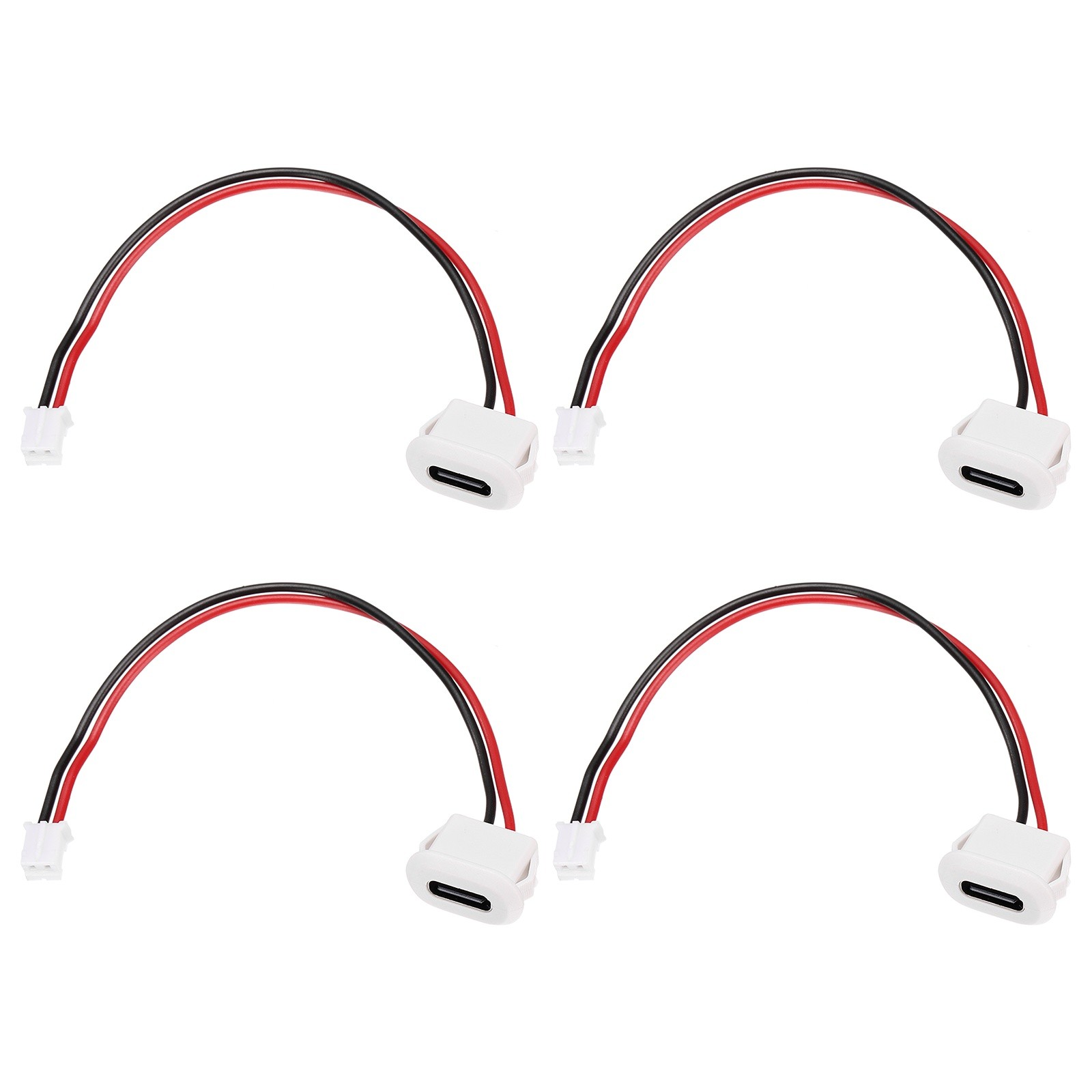 4Pack Type-C 2Pin Wire White Square  USB-C Female Socket to PH2.0