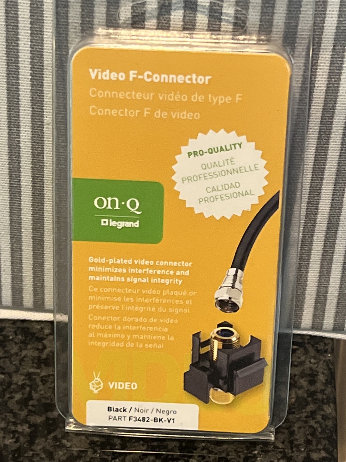 On-Q Legrand Video F-Connector (F3482-BK-V1) Black, Brand New in Package