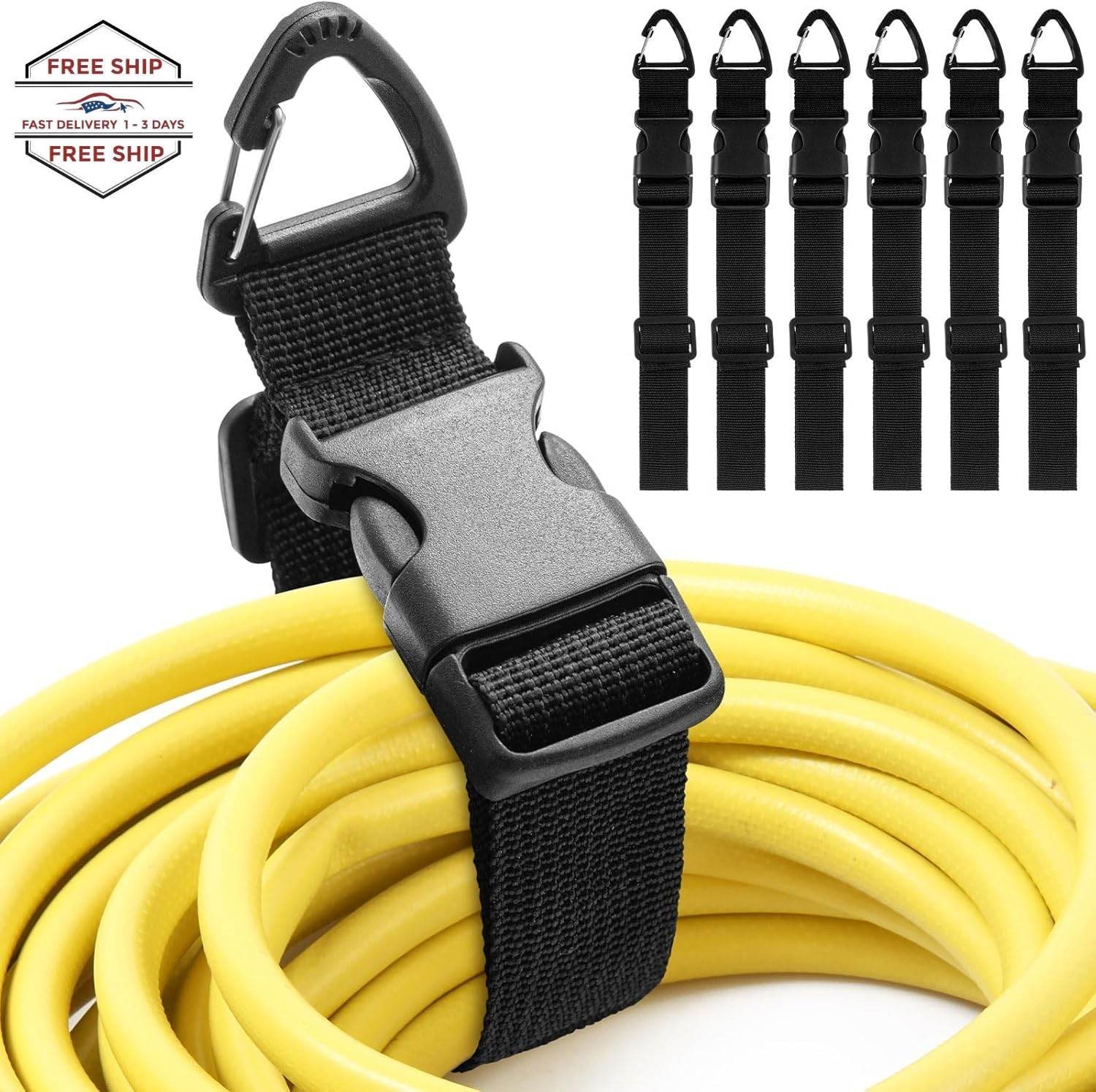 Paquete de 6 soportes ajustables para cables de extensión de 17 pulgadas (negro)