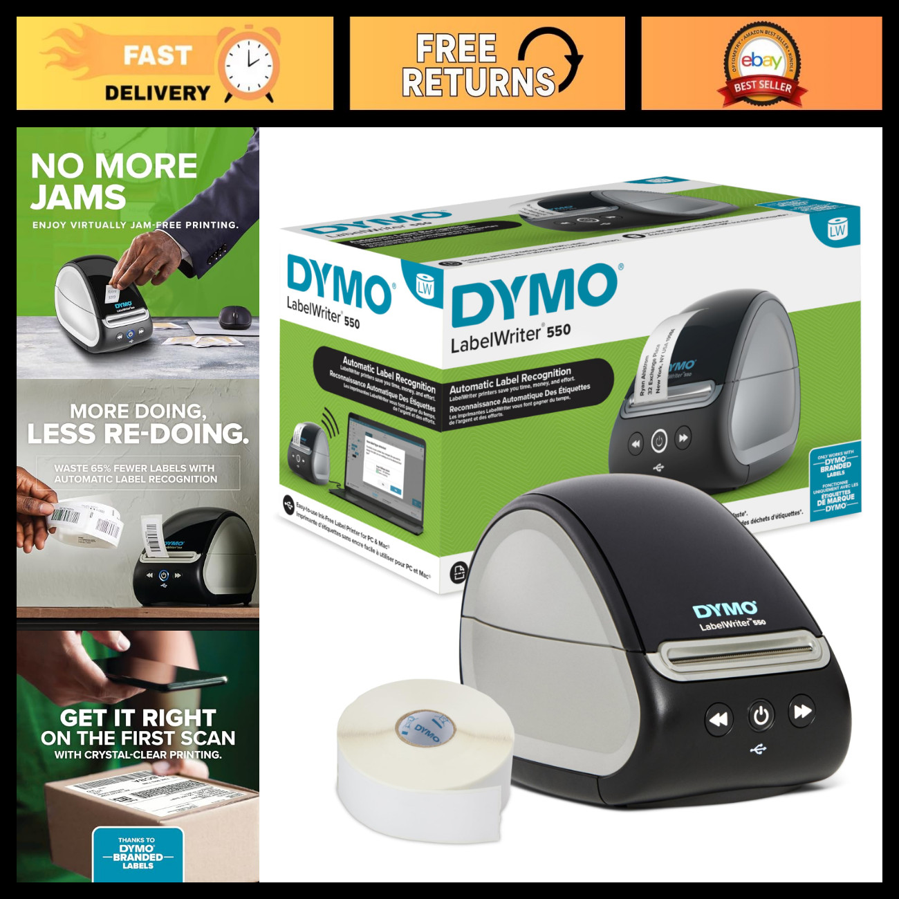 Label Printer 550 Series - Automatic Recognition, Low Waste, Direct Thermal, Eco