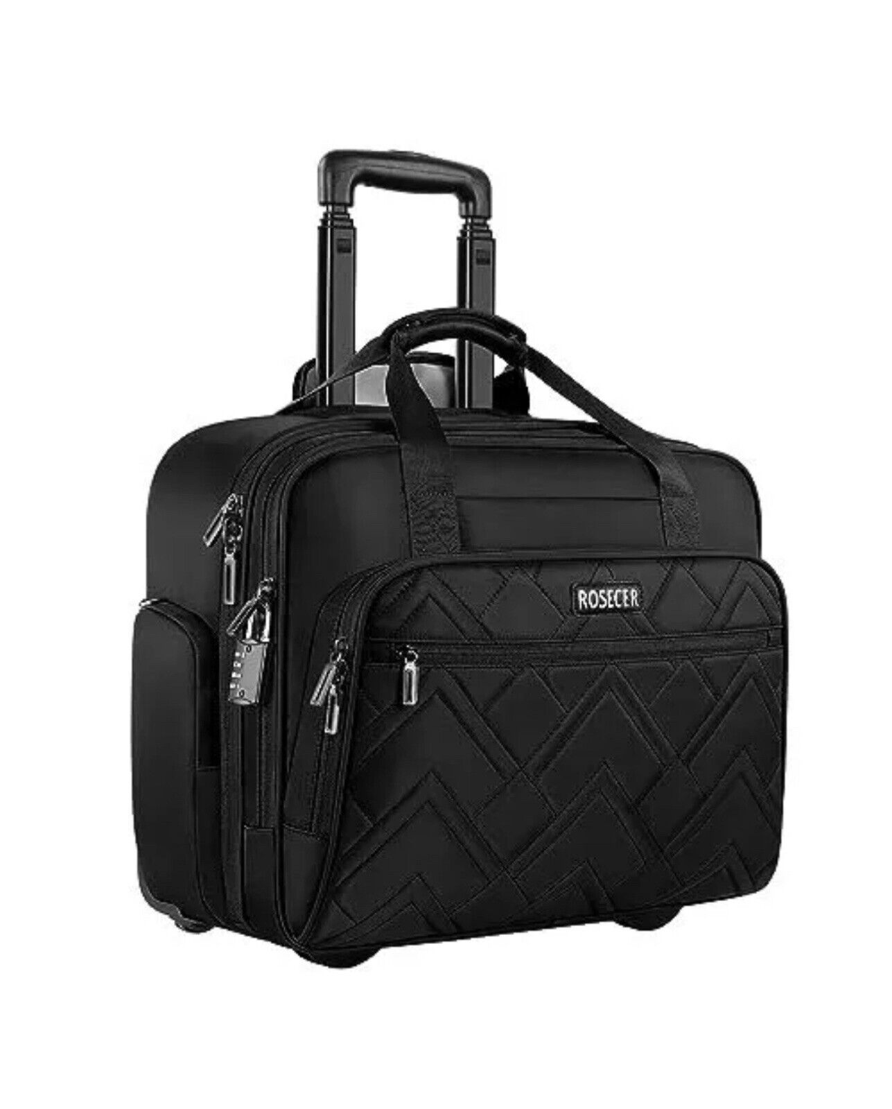 Rolling Laptop Bag 17.3” Black Premium Work Business Travel Briefcase Lockable