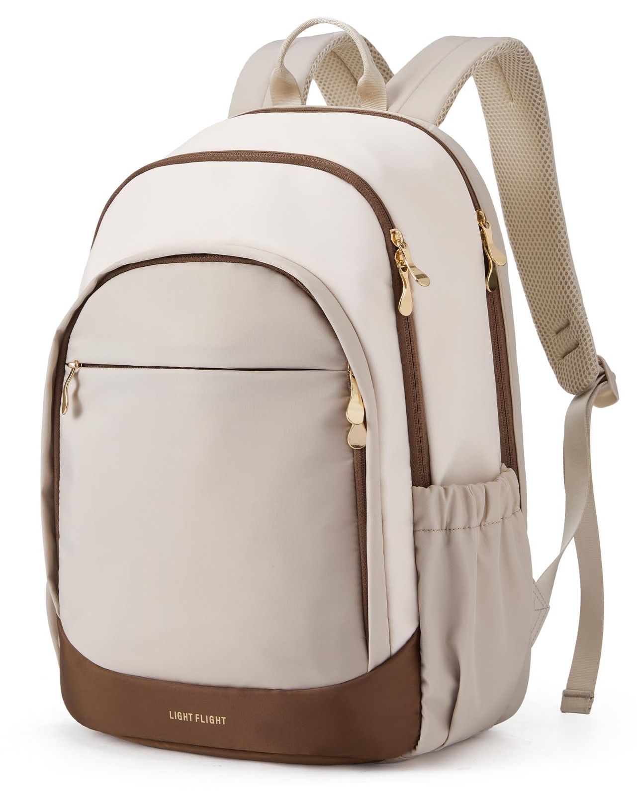 LIGHT FLIGHT Travel Backpack for Women, 15.6 Inch without Wheels, Beige Brown