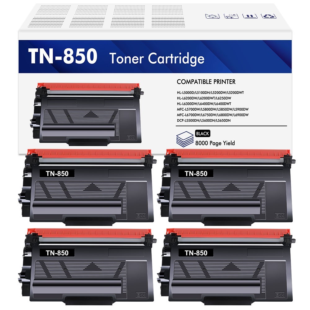 4 PK TN850 Toner Cartridge For Brother TN820 MFC-L5800DW MFC-L5850DW HL-L6200DW