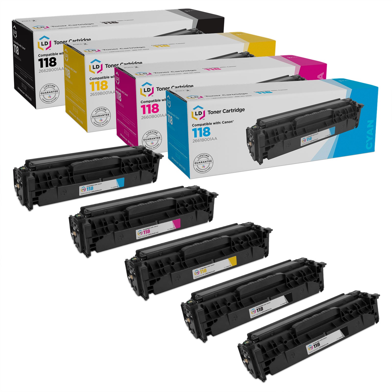 LD Reman Toners for Canon 118 (2 Black, 1 Cyan, 1 Magenta, 1 Yellow)
